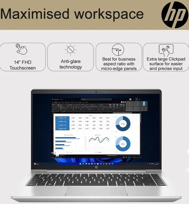 Alt view image 3 of 7 - HP Latest ProBook 445 G9 Business Laptop (14" FHD Touchscreen, 16GB RAM, 512GB SSD, AMD Ryzen 7 5825U (> Intel i7-1165G7)) FP, IR Webcam, Ethernet, Wolf Pro Security, Win 11 Pro w/Copilot, Silver