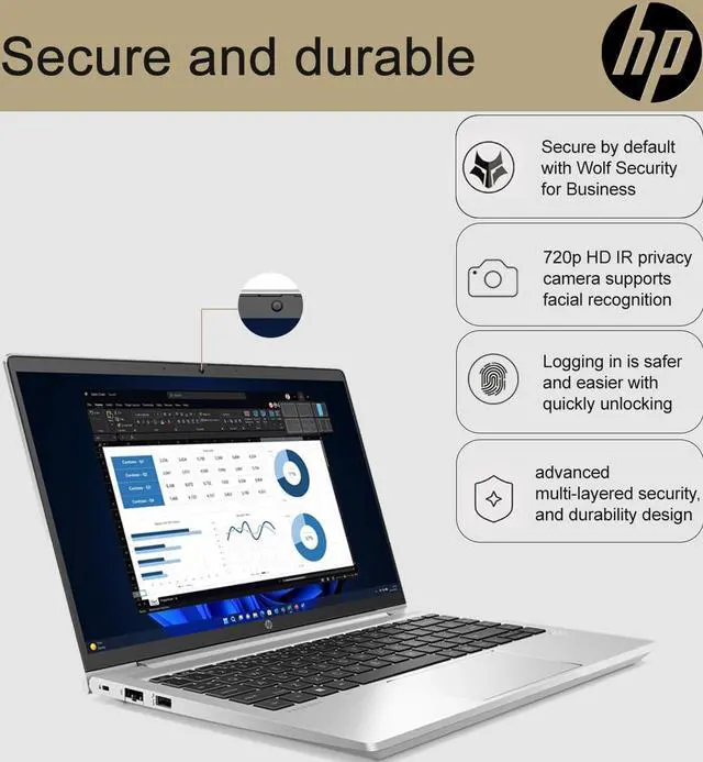 Alt view image 5 of 7 - HP Latest ProBook 445 G9 Business Laptop (14" FHD Touchscreen, 16GB RAM, 512GB SSD, AMD Ryzen 7 5825U (> Intel i7-1165G7)) FP, IR Webcam, Ethernet, Wolf Pro Security, Win 11 Pro w/Copilot, Silver
