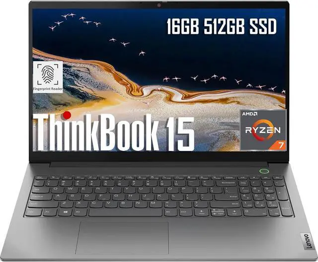 Main image of Lenovo ThinkBook 15 Business Laptop (15.6" FHD Anti-Glare, 16GB RAM, 512GB SSD, AMD Ryzen 7 5825U (> i7-1165G7)), FHD Webcam w/ Shutter, Military Grade, Fingerprint, Ethernet, Win 11 Pro, Grey
