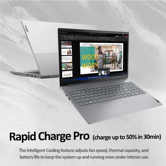 Alt view image 4 of 7 - Lenovo ThinkBook 15 Business Laptop (15.6" FHD Anti-Glare, 40GB RAM, 1TB SSD, AMD Ryzen 7 5825U (> Ultra 7 155U)), FHD Webcam w/ Shutter, Military Grade, Fingerprint, Ethernet, Win 11 Pro, Grey