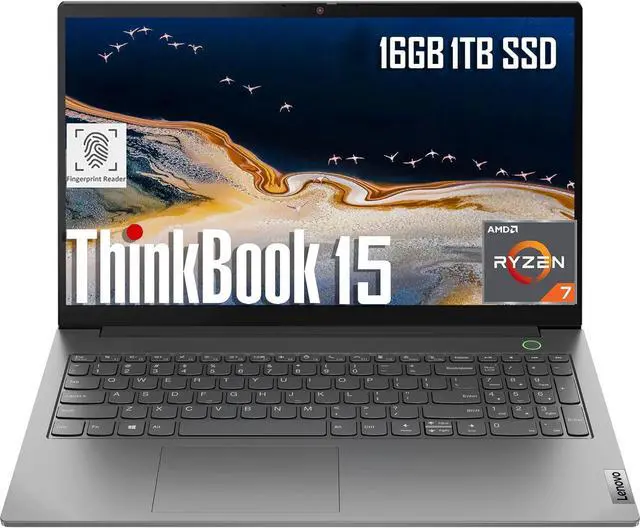 Main image of Lenovo ThinkBook 15 Business Laptop (15.6" FHD Anti-Glare, 16GB RAM, 1TB SSD, AMD Ryzen 7 5825U (> i7-1165G7)), FHD Webcam w/ Shutter, Military Grade, Fingerprint, Ethernet, Win 11 Pro, Grey