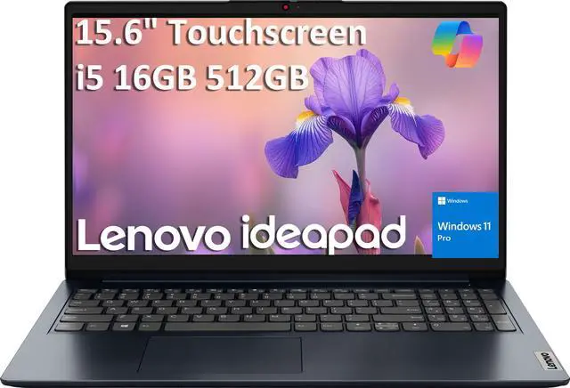 Main image of Lenovo IdeaPad 1i (15.6" FHD Touchscreen, Intel Core i5-1334U (> i7-1255U), 16GB RAM, 512GB SSD), Laptop for Home, Student, Business, Webcam w/ Shutter, 10-Hour Long Battery Life, Wi-Fi 6, Win 11 Pro