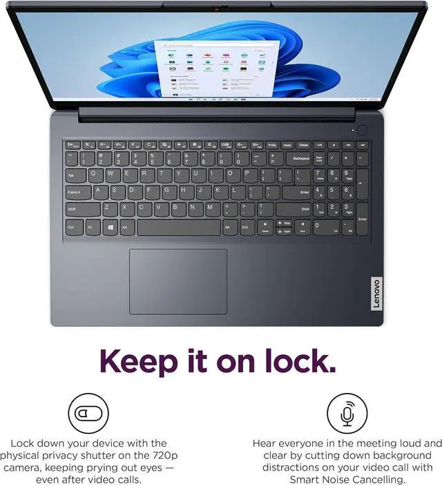 Alt view image 3 of 7 - Lenovo IdeaPad 1 Home & Student Laptop (15.6" HD Anti-Glare, 8GB RAM, 256GB SSD, 1 Year Office 365, Intel Dual Core Processor) Numeric Keypad, Webcam, Wi-Fi 6, HDMI, Win 11 Home in S Mode, Abyss Blue