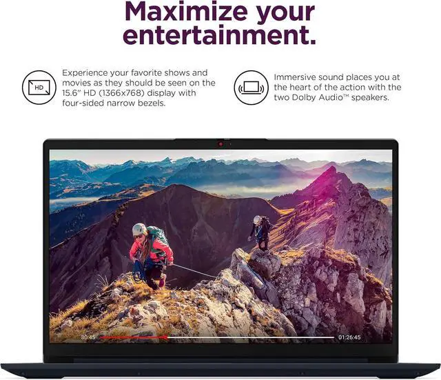 Alt view image 4 of 7 - Lenovo IdeaPad 1 Home & Student Laptop (15.6" HD Anti-Glare, 8GB RAM, 256GB SSD, 1 Year Office 365, Intel Dual Core Processor) Numeric Keypad, Webcam, Wi-Fi 6, HDMI, Win 11 Home in S Mode, Abyss Blue