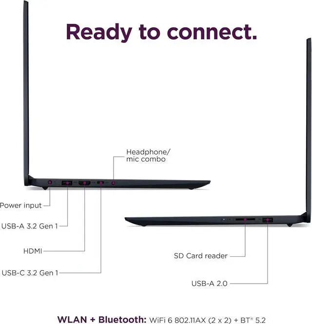 Alt view image 6 of 7 - Lenovo IdeaPad 1 Home & Student Laptop (15.6" HD Anti-Glare, 8GB RAM, 256GB SSD, 1 Year Office 365, Intel Dual Core Processor) Numeric Keypad, Webcam, Wi-Fi 6, HDMI, Win 11 Home in S Mode, Abyss Blue