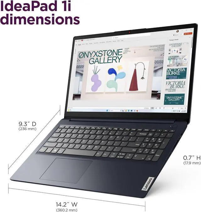 Alt view image 7 of 7 - Lenovo IdeaPad 1 Home & Student Laptop (15.6" HD Anti-Glare, 8GB RAM, 256GB SSD, 1 Year Office 365, Intel Dual Core Processor) Numeric Keypad, Webcam, Wi-Fi 6, HDMI, Win 11 Home in S Mode, Abyss Blue