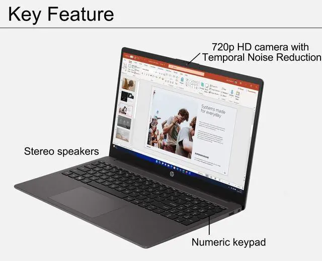 Alt view image 4 of 7 - HP 255 G10 Business Laptop (15.6" FHD Anti-glare, AMD Ryzen 7 7730U (> Intel i7-1355U) 64GB RAM, 2TB SSD) for Home, Student, Military Grade, Webcam w/Shutter, Numeric Keypad, Wi-Fi 6, Win 11 Pro
