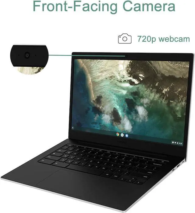 Alt view image 4 of 7 - SAMSUNG Galaxy Chromebook Go Laptop (14" LED, Intel Celeron N4500, 256GB Storage (128GB eMMC+128GB SD Card)) For Home & Student, 12-Hr Long Battery, Spill-Resistant, Webcam, Wi-Fi 6, Chrome OS, Silver