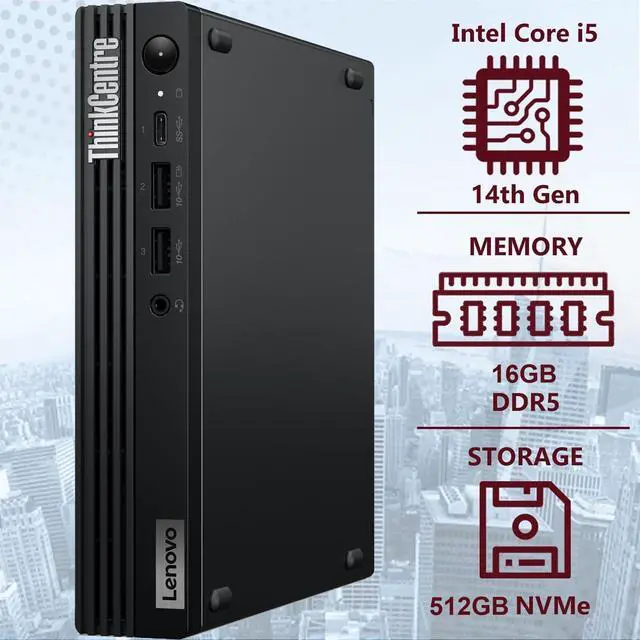 Alt view image 3 of 7 - Lenovo ThinkCentre M70q Gen 5 Tiny Business Desktop (Intel 10-Core i5-14400T (>i7-13700T), 16GB DDR5, 512GB SSD, UHD Graphics 730) MFF, Mini PC, DisplayPort, Ethernet, HDMI, 3-Yr WRT, Win 11 Pro, 2025
