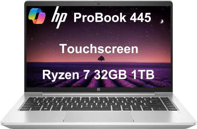 Main image of HP Latest ProBook 445 G9 Business Laptop (14" FHD Touchscreen, 32GB RAM, 1TB SSD, AMD Ryzen 7 5825U (> Intel i7-1165G7)) FP, IR Webcam, Ethernet, Wolf Pro Security, Win 11 Pro w/Copilot, Silver