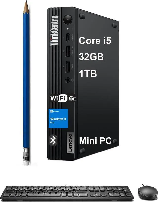 Main image of Lenovo ThinkCentre M70q Gen 5 Tiny Business Desktop (Intel 10-Core i5-14400T (> i7-13700T), 32GB DDR5, 1TB SSD, UHD Graphics 730) MFF, Mini PC, DisplayPort, Ethernet, HDMI, 3-Yr WRT, Win 11 Pro, 2025