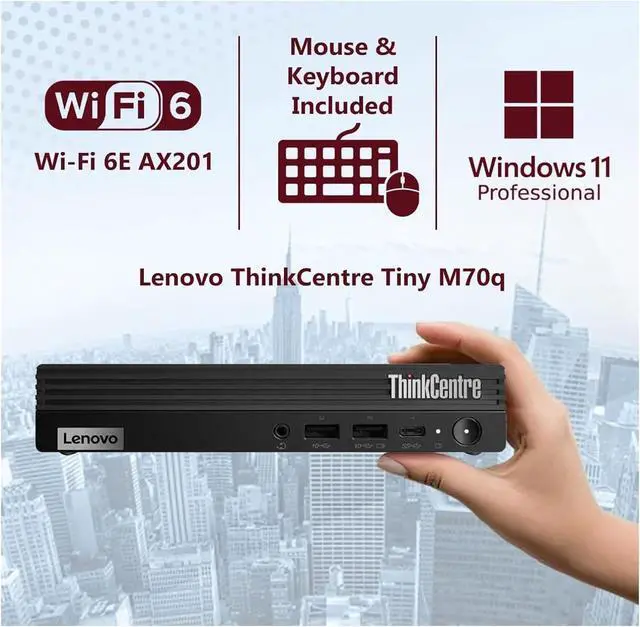 Alt view image 2 of 7 - Lenovo ThinkCentre M70q Gen 5 Tiny Business Desktop (Intel 10-Core i5-14400T (> i7-13700T), 32GB DDR5, 1TB SSD, UHD Graphics 730) MFF, Mini PC, DisplayPort, Ethernet, HDMI, 3-Yr WRT, Win 11 Pro, 2025