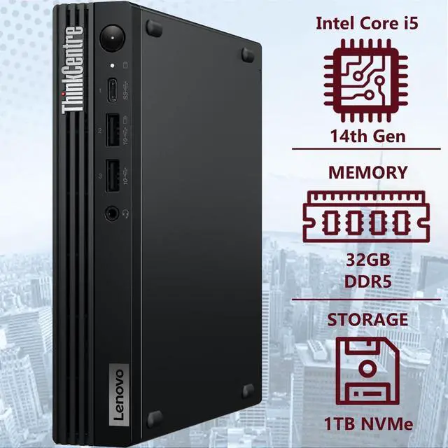 Alt view image 3 of 7 - Lenovo ThinkCentre M70q Gen 5 Tiny Business Desktop (Intel 10-Core i5-14400T (> i7-13700T), 32GB DDR5, 1TB SSD, UHD Graphics 730) MFF, Mini PC, DisplayPort, Ethernet, HDMI, 3-Yr WRT, Win 11 Pro, 2025
