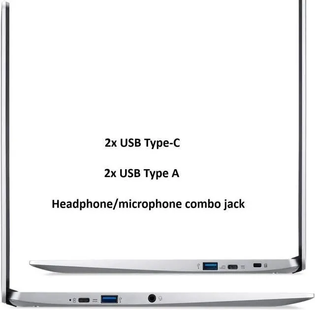 Alt view image 7 of 7 - Acer Chromebook 315 15.6" FHD (Intel Celeron N4500, 4GB RAM, 128GB Storage (64GB eMMC + 64GB IST SD Card) Home & Student Laptop, Long Battery Life, Wi-Fi, Webcam, IST Hub, Chrome OS, Silver