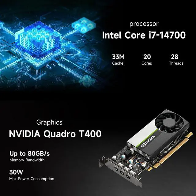 Alt view image 4 of 7 - Lenovo ThinkStation P3 Tiny Workstation Desktop (Intel 20-Core i7-14700, 16GB DDR5 RAM, 512G SSD, NVIDIA T400 4GB GPU) AI-Ready Business Mini PC, Mouse, Keyboard, Wi-Fi 6E, 3-Year Warranty, Win 11 Pro