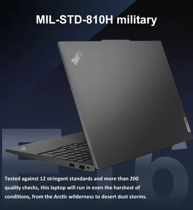 Alt view image 5 of 7 - Lenovo ThinkPad E16 Gen 2 Business Laptop (16" FHD+ Touchscreen, AMD Ryzen 5 7535U (> Intel i7-1255U), 16GB DDR5 RAM, 512GB SSD) Fingerprint, Backlit, Webcam, Ethernet, Win 11 Pro w/ Copilot, Black
