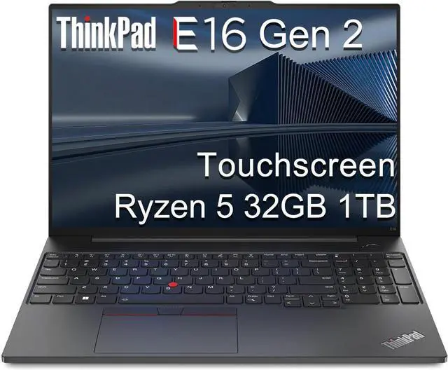 Main image of Lenovo ThinkPad E16 Gen 2 Business Laptop (16" FHD+ Touchscreen, AMD Ryzen 5 7535U (> Intel i7-1255U), 32GB DDR5 RAM, 1TB SSD) Fingerprint, Backlit, Webcam, Ethernet, Win 11 Pro w/ Copilot, Black