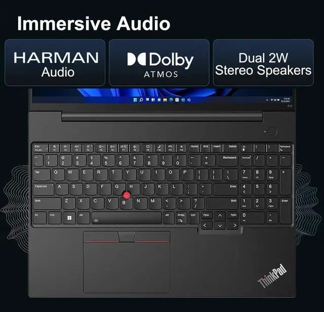 Alt view image 7 of 7 - Lenovo ThinkPad E16 Gen 2 Business Laptop (16" FHD+ Touchscreen, AMD Ryzen 5 7535U (> Intel i7-1255U), 32GB DDR5 RAM, 1TB SSD) Fingerprint, Backlit, Webcam, Ethernet, Win 11 Pro w/ Copilot, Black