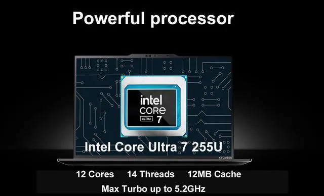Alt view image 2 of 7 - Lenovo ThinkPad X1 Carbon Gen 13 Aura Edition AI PC Laptop (14" FHD+ Touchscreen, Intel 12-Core Ultra 7 255U, 32GB DDR5, 2TB SSD, (> i7-1355U)), 2X Thunderbolt 4, Backlit, FP, IR Webcam, Win 11 Pro