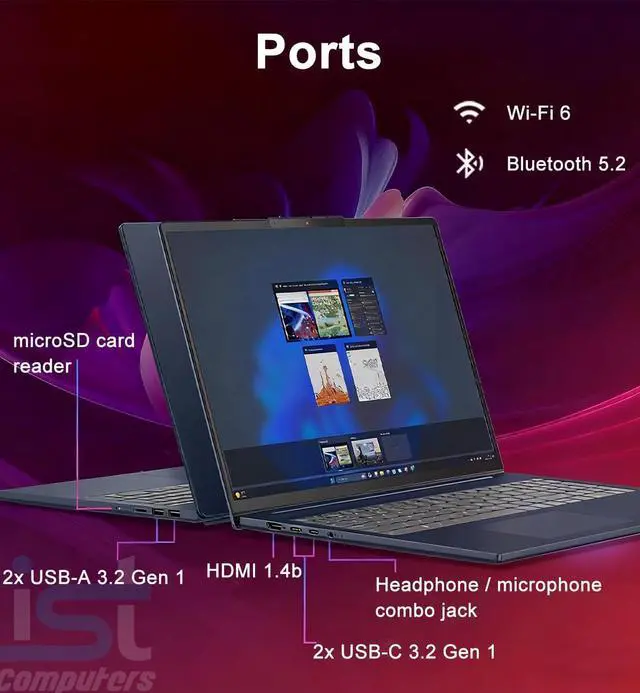 Alt view image 6 of 7 - Lenovo IdeaPad Slim 5i Touchscreen Laptop (16" FHD+, Intel Core 5 210H (>i7-1260P), 16GB DDR5 RAM, 512GB SSD) for Business, Home, 1080p IR Webcam, Backlit, 15-Hr Long Battery Life, Wi-Fi 6, Win 11 Pro