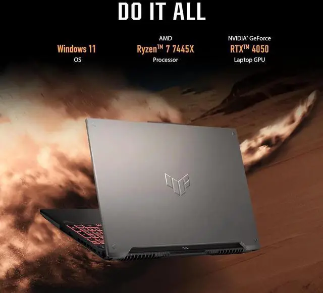 Alt view image 2 of 7 - ASUS TUF A16 Gaming Laptop (16" FHD+ G-SYNC 144Hz Display, AMD Ryzen 7 7445HS (> i7-12650H), 32GB DDR5 RAM, 1TB SSD, NVIDIA RTX 4050 6GB), RGB Backlit Keyboard, Webcam, Ethernet, Wi-Fi 6, Win 11 Home