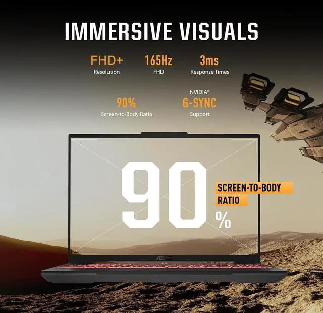 Alt view image 3 of 7 - ASUS TUF A16 Gaming Laptop (16" FHD+ G-SYNC 144Hz Display, AMD Ryzen 7 7445HS (> i7-12650H), 32GB DDR5 RAM, 1TB SSD, NVIDIA RTX 4050 6GB), RGB Backlit Keyboard, Webcam, Ethernet, Wi-Fi 6, Win 11 Home