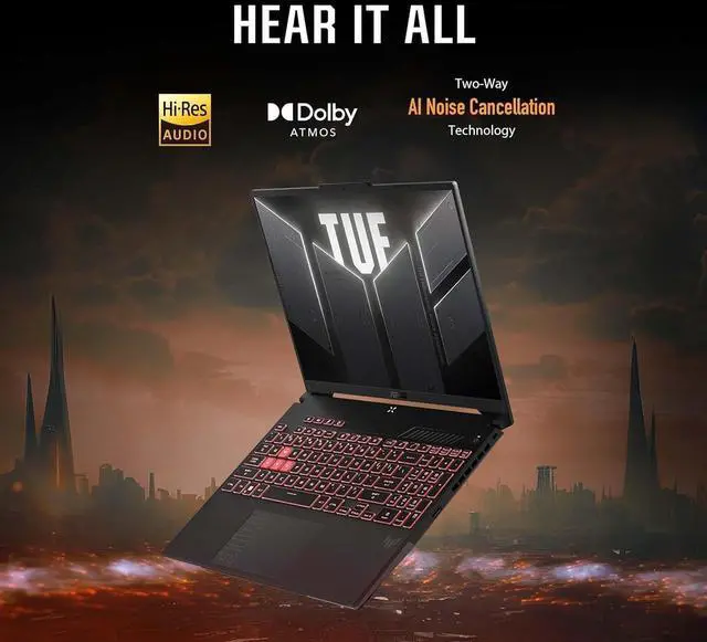 Alt view image 5 of 7 - ASUS TUF A16 Gaming Laptop (16" FHD+ G-SYNC 144Hz Display, AMD Ryzen 7 7445HS (> i7-12650H), 32GB DDR5 RAM, 1TB SSD, NVIDIA RTX 4050 6GB), RGB Backlit Keyboard, Webcam, Ethernet, Wi-Fi 6, Win 11 Home