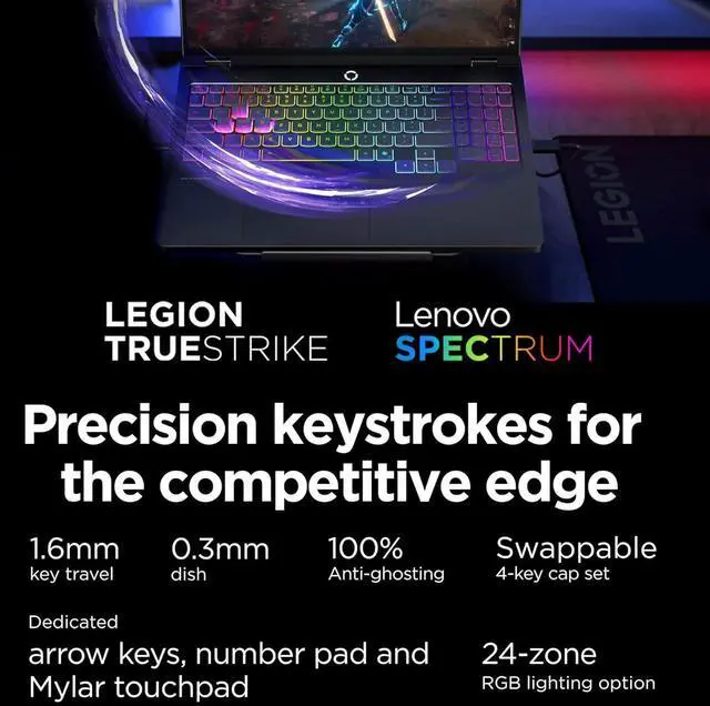 Alt view image 5 of 7 - Lenovo Legion 5 Pro 5i Gen 10 Gaming Laptop (16" 2.5K OLED G-SYNC 165Hz, NVIDIA RTX 5060 8GB, Intel Core Ultra 7 255HX, 32GB DDR5 RAM, 1TB SSD), 24-Zone RGB Backlit, Wi-Fi 7, 5MP Webcam, Win 11 Home