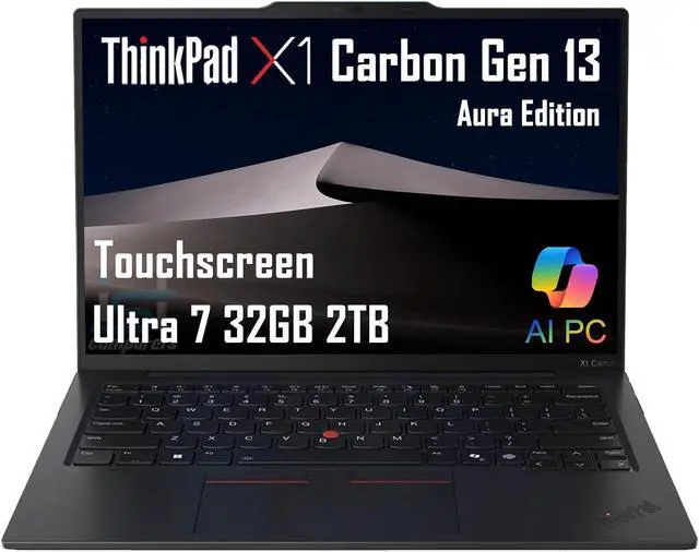 Main image of Lenovo ThinkPad X1 Carbon Gen 13 Aura Edition AI PC Laptop (14" FHD+ Touchscreen, Intel 12-Core Ultra 7 255U, 32GB DDR5, 2TB SSD, (> i7-1355U)), 2X Thunderbolt 4, Backlit, FP, IR Webcam, Win 11 Pro