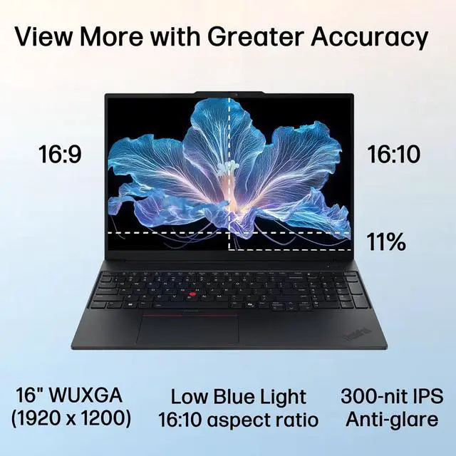 Alt view image 3 of 7 - Lenovo ThinkPad E16 Gen 3 Business AI PC Laptop (16" FHD+ Anti-Glare, Intel 16-Core Ultra 7 255H (> i9-13900H), 16GB DDR5 RAM, 512GB SSD) Fingerprint, 5MP Webcam, Thunderbolt 4, Win 11 Pro, 2025