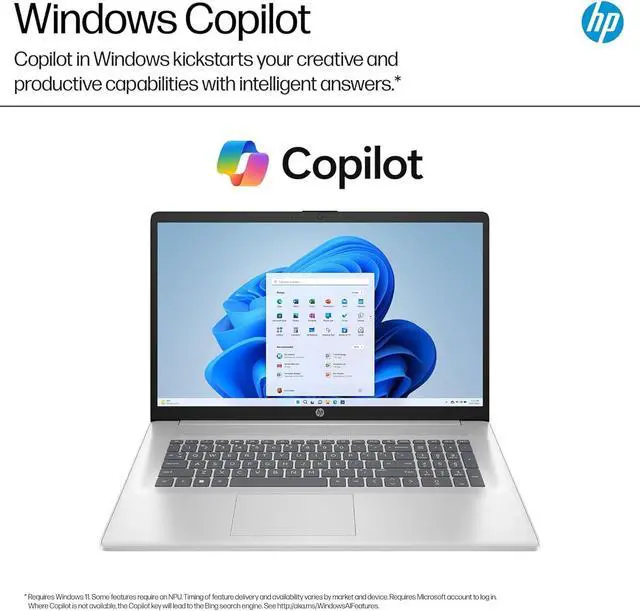 Alt view image 4 of 7 - HP 17 Touchscreen Laptop (17.3" HD+, 16GB RAM, 512GB SSD, AMD Ryzen 5 7430U (> Intel i5-1334U)), Webcam, Long Battery Life, Fast Charge, Numeric Pad, Win 11 Home w/ Copilot, Business & Student