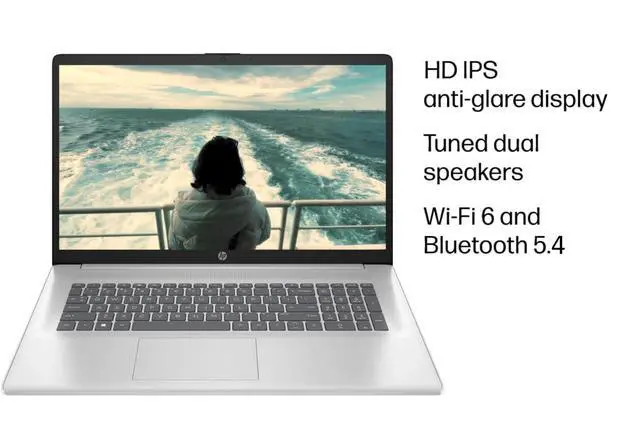 Alt view image 7 of 7 - HP 17 Touchscreen Laptop (17.3" HD+, 16GB RAM, 512GB SSD, AMD Ryzen 5 7430U (> Intel i5-1334U)), Webcam, Long Battery Life, Fast Charge, Numeric Pad, Win 11 Home w/ Copilot, Business & Student