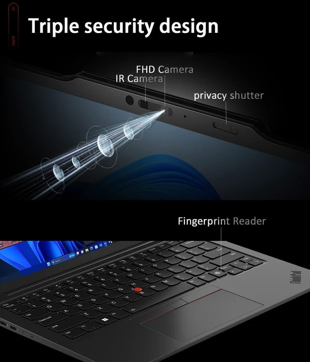 Alt view image 4 of 7 - Lenovo ThinkPad X1 Carbon Gen 12 Laptop (14" FHD+ Touchscreen, Intel Core Ultra 7 155U, 32GB 6400MHz DDR5, 1TB SSD), Backlit, Fingerprint Reader, IR Webcam, Thunderbolt 4, 3-Yr WRT, Win 11 Pro, AI PC
