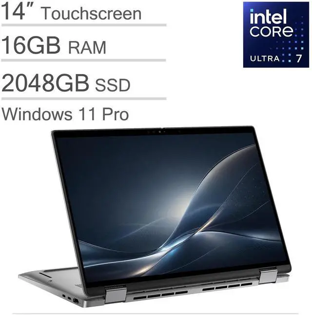 Main image of Dell Latitude 7450 7000 2-in-1 Business AI PC Laptop (14" FHD+ Touchscreen, Intel 12-Core Ultra 7 165U (> i7-1365U), 16GB DDR5, 2TB SSD), Backlit, Fingerprint, Thunderbolt 4, IR Webcam, Win 11 Pro