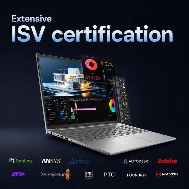 Alt view image 6 of 7 - HP ZBook X G1i Mobile Workstation AI Laptop (16" FHD+, Intel 16-Core Ultra 7 265H, NVIDIA RTX PRO 1000 Blackwell 8GB, 64GB DDR5 RAM, 2TB SSD), FP, 3-Yr WRT, Wi-Fi 7, Win 11 Pro (Next Gen Zbook Power)