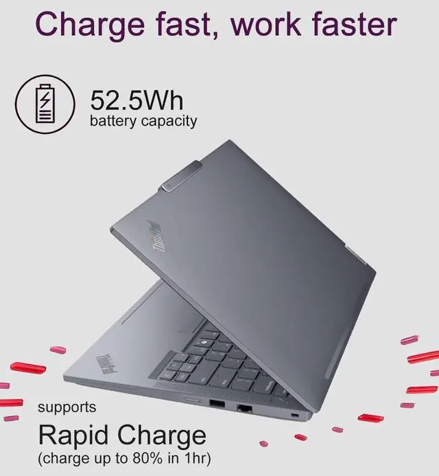 Alt view image 4 of 7 - Lenovo ThinkPad T14 Business AI PC Laptop (14" FHD+, Intel 12-Core Ultra 7 155U (> i7-1355U), 16GB DDR5, 512GB SSD), Backlit, Fingerprint, 5MP RGB Webcam, 2x Thunderbolt 4, Ethernet, Win 11 Pro, Gray