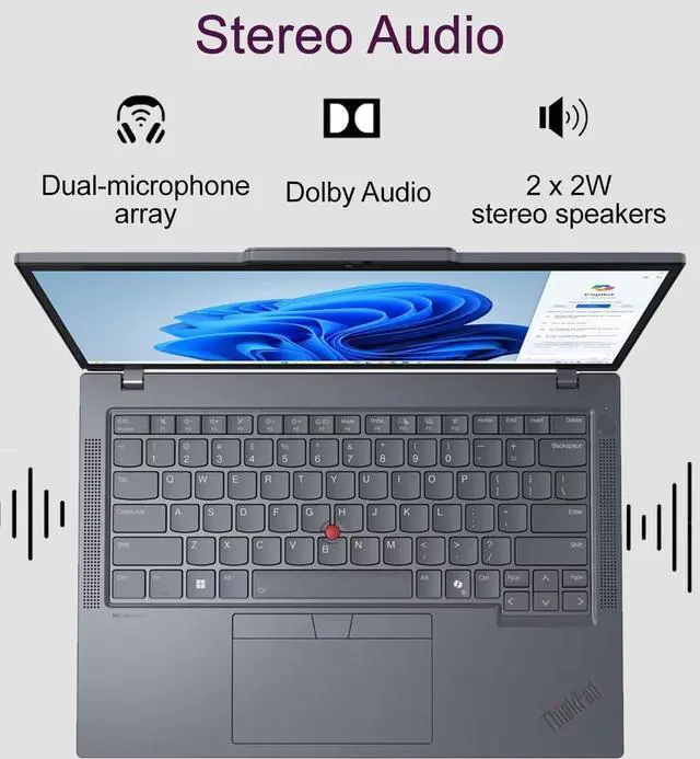 Alt view image 5 of 7 - Lenovo ThinkPad T14 Business AI PC Laptop (14" FHD+, Intel 12-Core Ultra 7 155U (> i7-1355U), 16GB DDR5, 512GB SSD), Backlit, Fingerprint, 5MP RGB Webcam, 2x Thunderbolt 4, Ethernet, Win 11 Pro, Gray