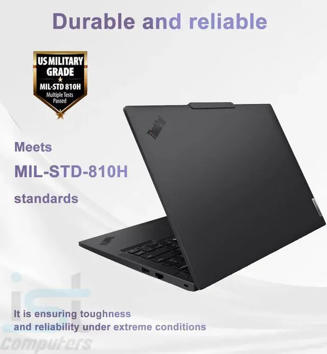 Alt view image 7 of 7 - Lenovo ThinkPad T14 Gen 6 Business AI PC Laptop (14" FHD+, Intel 12-Core Ultra 7 255U (> i7-13700H), 16GB DDR5 RAM, 512GB SSD), Fingerprint, Backlit, 5MP IR Webcam, 2x Thunderbolt 4, RJ-45, Win 11 Pro