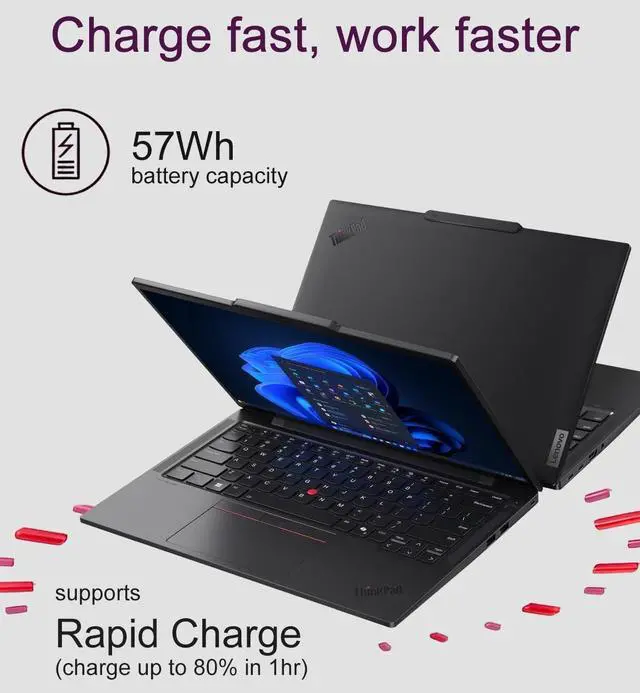 Alt view image 5 of 7 - Lenovo ThinkPad T14 Gen 6 Business AI PC Laptop (14" FHD+, Intel 12-Core Ultra 7 255U (> i7-13700H), 64GB DDR5 RAM, 2TB SSD), Fingerprint, Backlit, 5MP IR Webcam, 2x Thunderbolt 4, RJ-45, Win 11 Pro