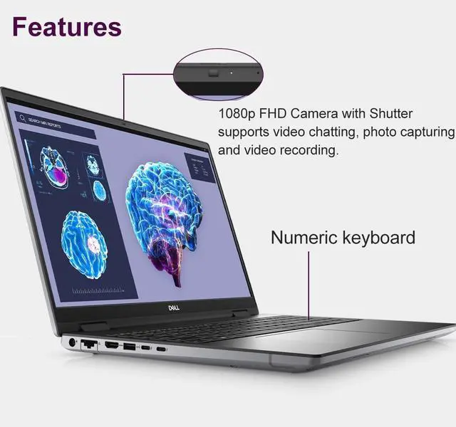 Alt view image 5 of 7 - Dell Precision 7000 7680 Mobile Workstation Laptop (NVIDIA RTX 1000 Ada 6GB, 16" FHD+, Intel 14-Core i5-13600HX (> Ultra 7 155H), 32GB CAMM DDR5, 1TB SSD) Pro Max for Engineer, Designer, Win 11 Pro