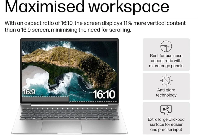 Alt view image 2 of 7 - HP ProBook 4 G1a Business AI PC Laptop (16" FHD+, AMD Ryzen 5 230 (> Intel i7-1355U), 32GB DDR5 RAM, 1TB SSD, Radeon760M Graphics), HP Wolf Security, Backlit, Fingerprint, 1080p Webcam, Win 11 Pro