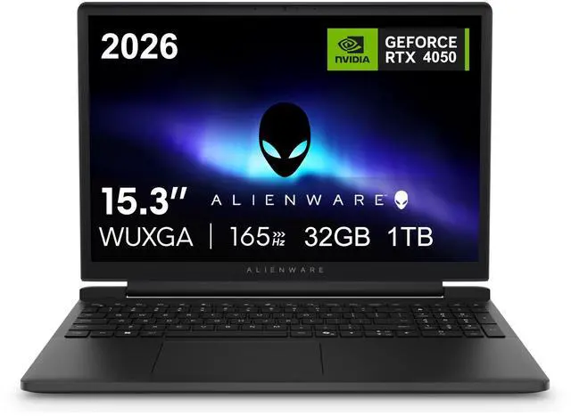 Main image of 2026 Alienware 15 Gaming Laptop (15.3" FHD+ 165Hz, AMD Ryzen 5 220 (> Intel Ultra 7-155U), 32GB DDR5, 1TB SSD, NVIDIA GeForce RTX 4050 6GB), Backlit, Cryo-tech Cooling, Ethernet, Windows 11 Home