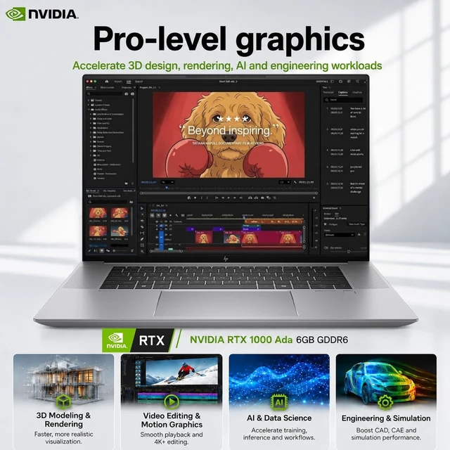 Alt view image 3 of 7 - HP ZBook Studio G11 Laptop (NVIDIA RTX 1000 Ada 6GB, Intel Ultra 7 165H, 16" FHD+, 32GB DDR5, 1TB SSD) AI Mobile Workstation, for Engineer, Designer, 2x Thunderbolt 4, Wi-Fi 7, IR Camera, Win 11 Pro