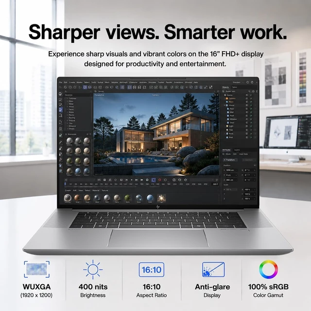 Alt view image 4 of 7 - HP ZBook Studio G11 Laptop (NVIDIA RTX 1000 Ada 6GB, Intel Ultra 7 165H, 16" FHD+, 32GB DDR5, 1TB SSD) AI Mobile Workstation, for Engineer, Designer, 2x Thunderbolt 4, Wi-Fi 7, IR Camera, Win 11 Pro