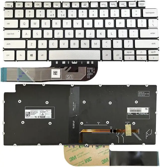 Alt view image 2 of 5 - Laptop Sliver Keyboard Backlit for DELL Inspiron 7490 Vostro  5390 5391 5490
