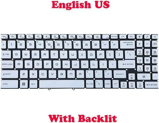 Main image of Replacement keyboard for Monochrome Backlit US Keyboard For MSI Sword 17 A11UE A11UD A11UC A11SC English
