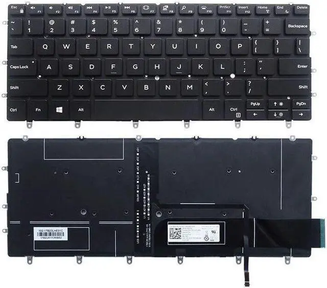 Main image of replacement keyboard for DELL XPS 13 9380 9370 9305 7390  US English  Backlit Black