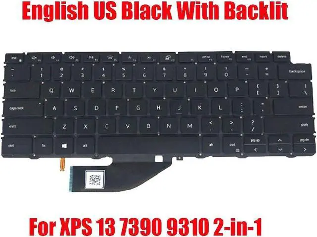 Main image of Backlit US Keyboard For DELL XPS 13 7390 9310 2-in-1 04J7RW 4J7RW PK132C91A00