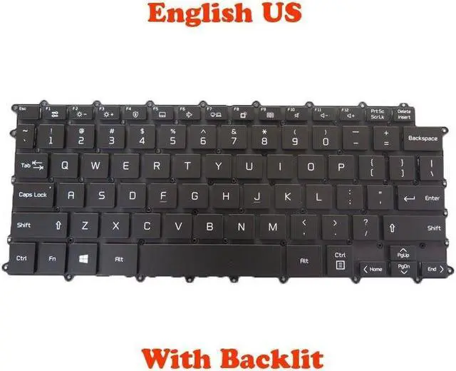 Main image of English US Backlit Keyboard For 14Z90P 14Z90P-G 14Z90P-K Black NO Frame