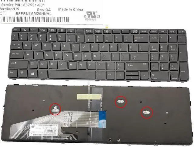 Main image of keyboard For HP PROBOOK 450 G3 455 G3 470 G3 KEYBOARD BACKLIT with Frame US